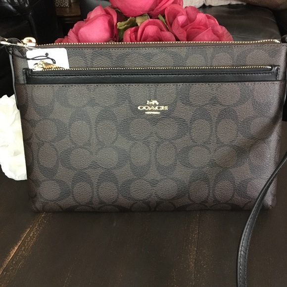 Coach Handbags - Authentic Coach Signature Brown/Black Crossbody